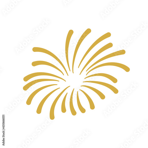 Vector Golden Doodle Fireworks. Celebration, Party Icon, Birthday, Years Eve