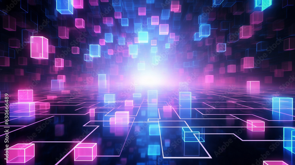 abstract background with glowing cubes abstract background with glowing cubes