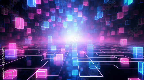 abstract background with glowing cubes