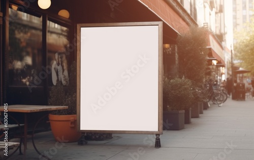 Blank restaurant shop sign or menu board in cafe or restaurant. generative ai © LivroomStudio