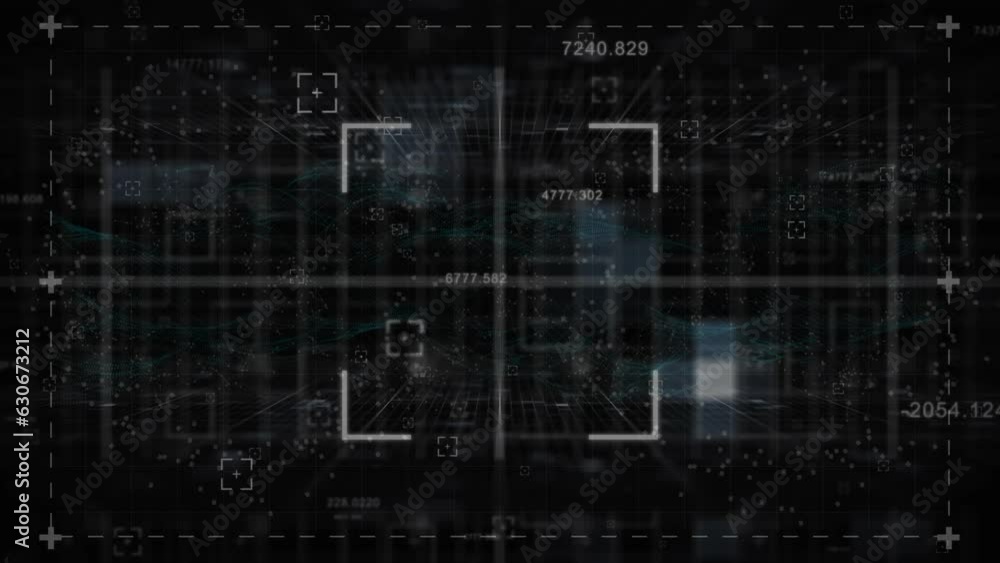 Animation of scope and data processing over black background Animation of scope and data processing over black background