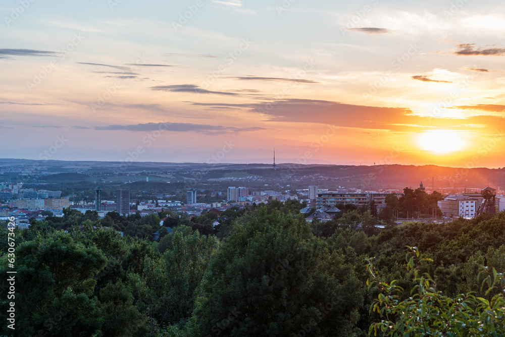 Sunset from Halda Ema hill in Ostrava city in Czech republic Sunset from Halda Ema hill in Ostrava city in Czech republic
