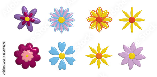 3d vector flowers set. © Martin