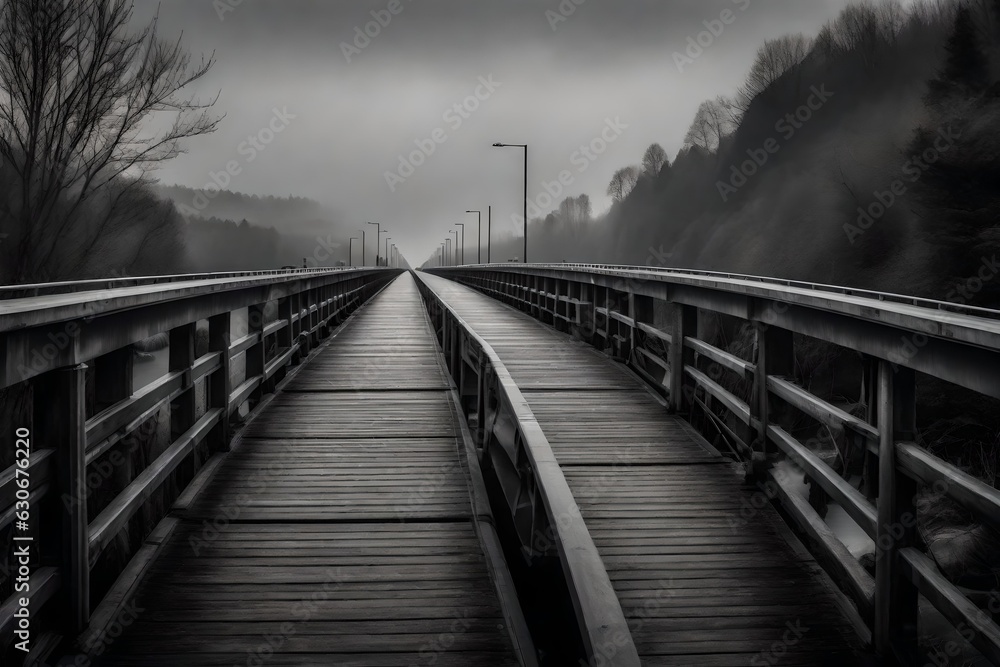 railway bridge in fog railway bridge in fog