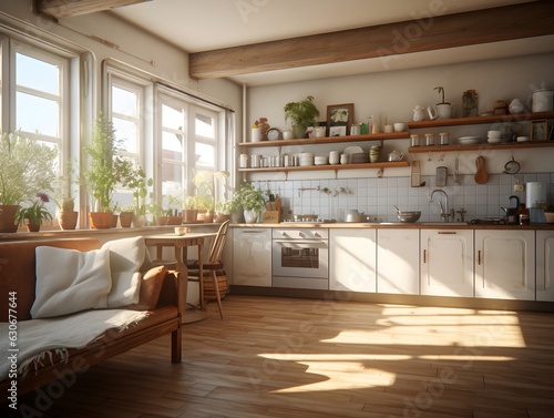 living room with kitchenette generated by ai © Tomasz