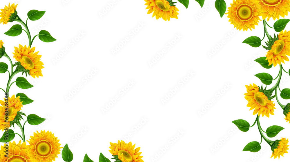 Sunflower border, floral frame, sunflower illustration Sunflower border, floral frame, sunflower illustration