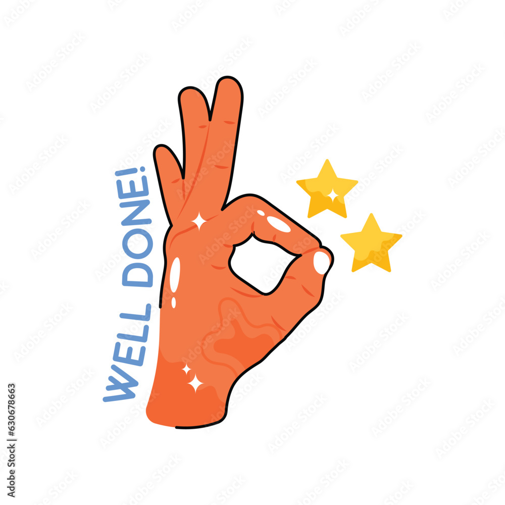Well done doodle vector filled outline Sticker. EPS 10 file Well done doodle vector filled outline Sticker. EPS 10 file