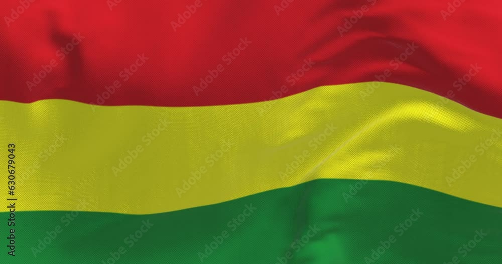 Close-up of Bolivia national flag waving in the wind Close-up of Bolivia national flag waving in the wind