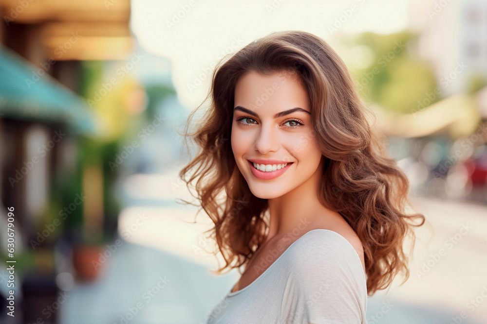 Beautiful happy young woman closeup portrait. Beautiful happy young woman closeup portrait.