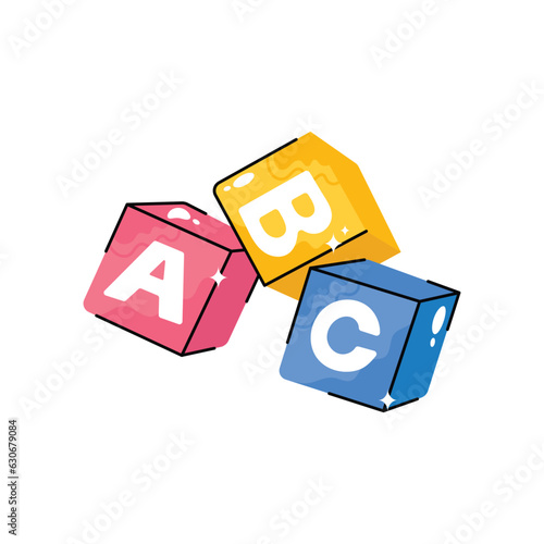 Alphabet blocks doodle vector filled outline Sticker. EPS 10 file