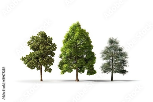 Summer Forest. A Graphic Depiction of a Large Garden with Realistic Leaves and Decorative Greenery on a White Background