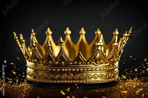 golden crown isolated on black Generated By AI photo