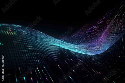 illustration of explosion of neon colours in black background