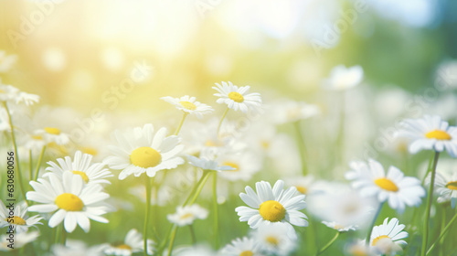 Wild Chamomile Flowers in Nature  Soft Focus and Bokeh  Floral Summer Spring Background
