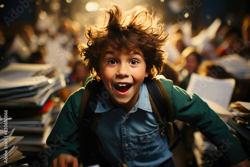 High-Energy Student Leaping over Educational Books