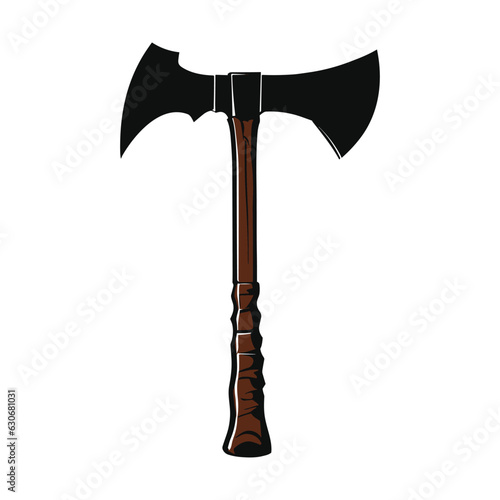 axe in a log on white background