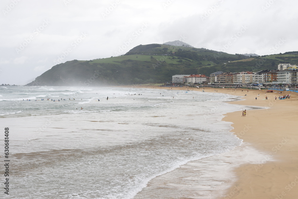 Beach of Zarautz in a cloudy day