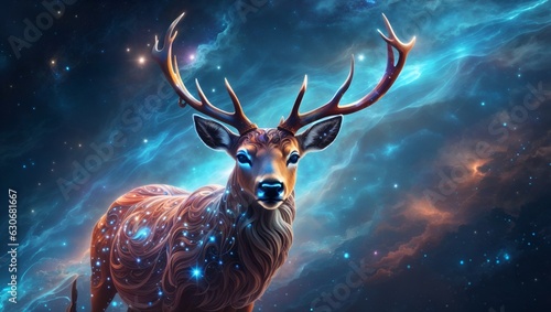 deer in the magic space nebulae © LoveLy