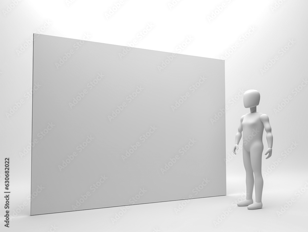3d man and white board. for writing data, important day messages, Festival and invitational posts. Generative AI. 3d man and white board. for writing data, important day messages, Festival and invitational posts. Generative AI.