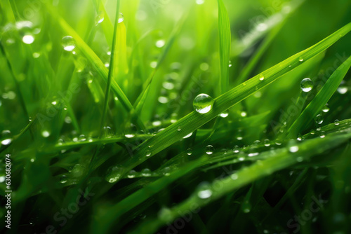 Refreshing Raindrops on Green Blades