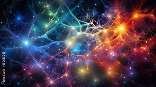 Neuron network as colourful stars  Generative AI