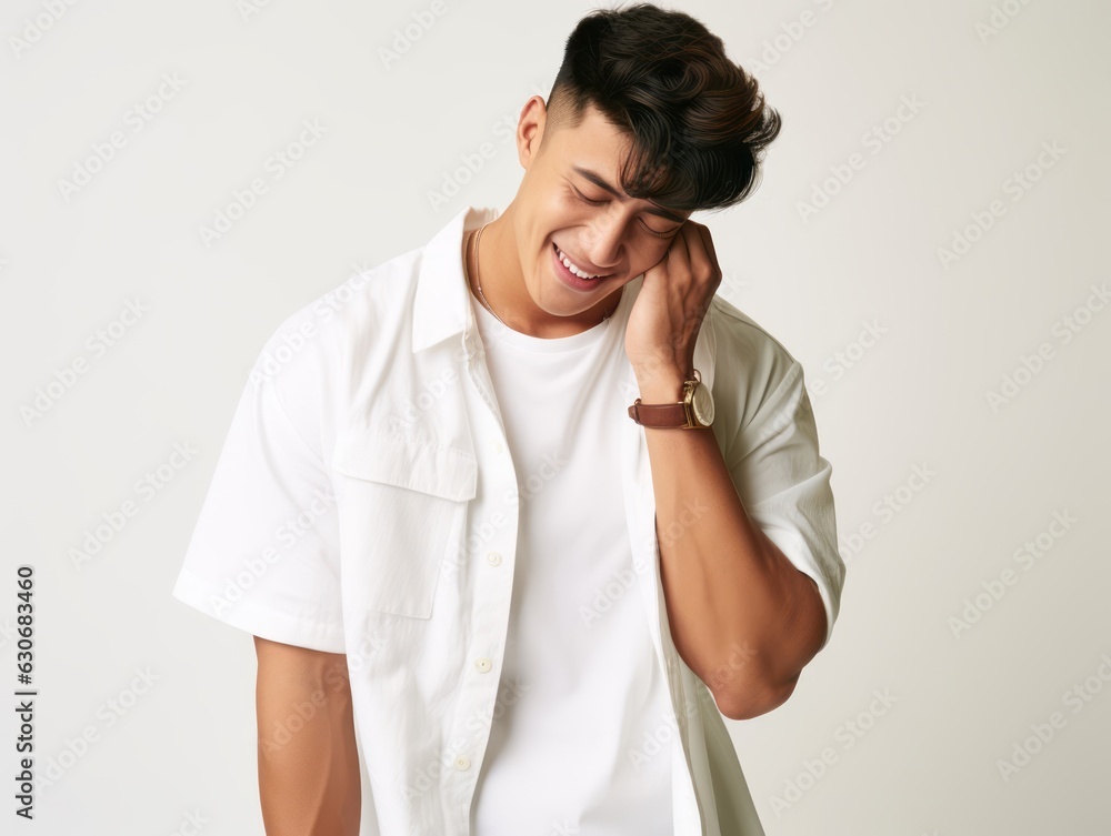 30 years old asian man in emotional dynamic pose