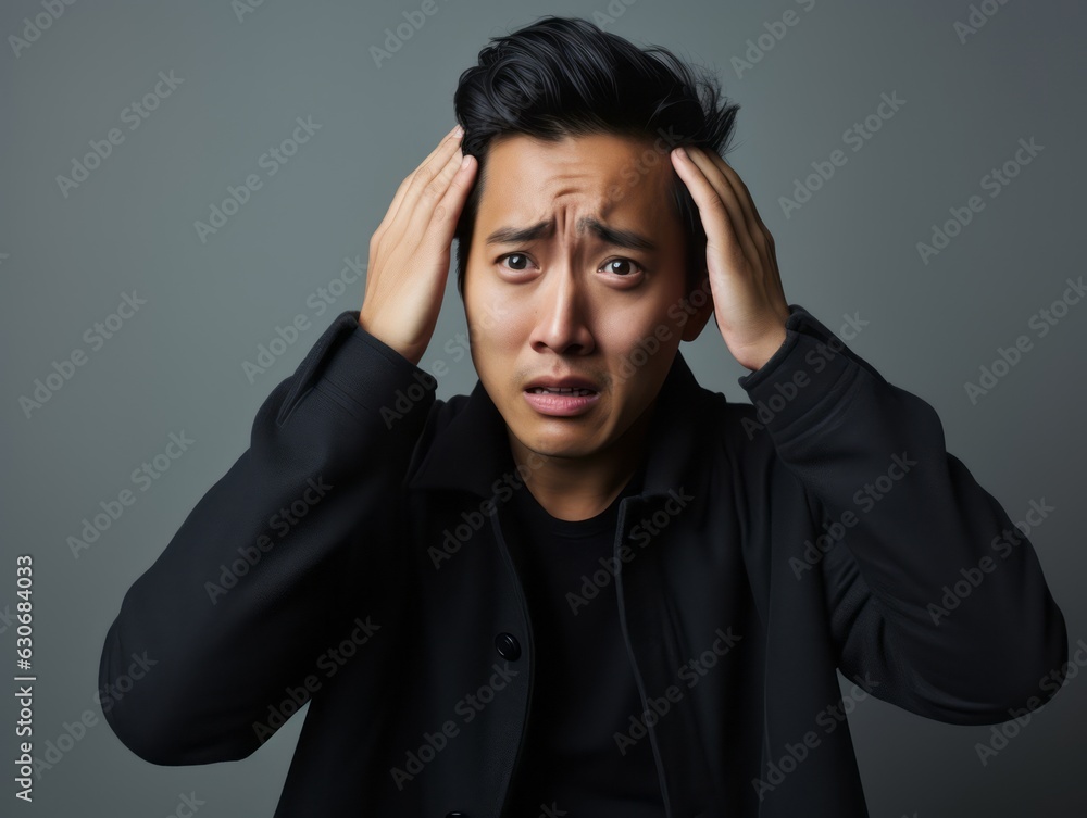 30 years old asian man in emotional dynamic pose 30 years old asian man in emotional dynamic pose