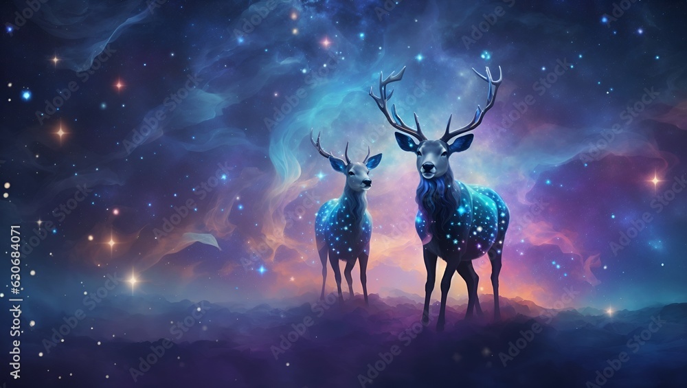 deer in the night space nebula scifi