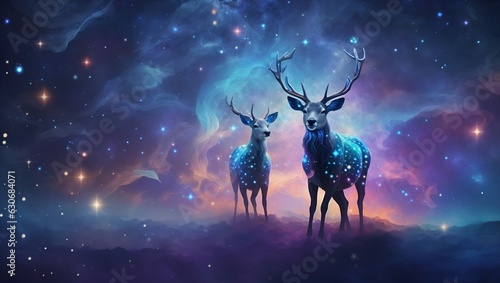 deer in the night space nebula scifi