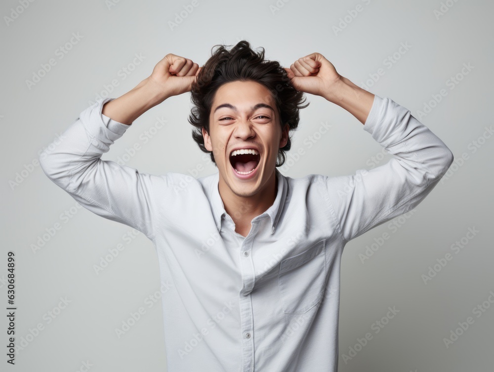 Photo shot of 30 years old asian man in emotional dynamic pose Photo shot of 30 years old asian man in emotional dynamic pose