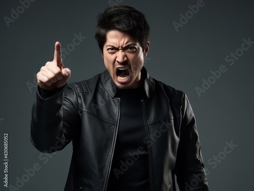 Photo shot of 30 years old asian man in emotional dynamic pose