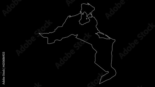 Medenine governorate map of Tunisia outline animation