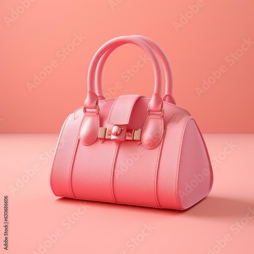 Women's pink handbag on pink background