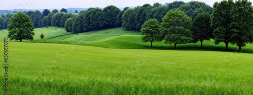 Beautiful Green Meadow And Trees Landscape Nature View. Wallpaper Nature Background