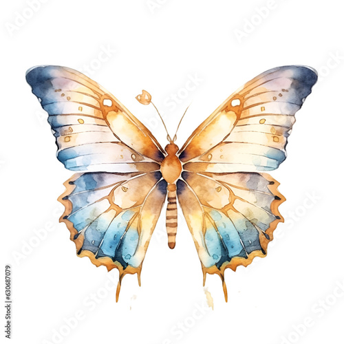 Obraz na płótnie Watercolor golden butterfly illustration