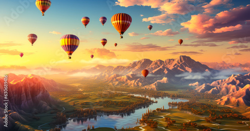 Floating High - Hot Air Balloons Journeying in the Sky