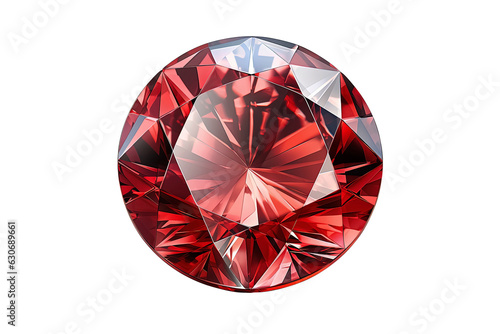 Red gemstone isolate on transparent background. Generative Ai