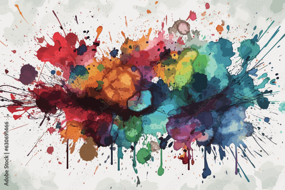 Fototapeta premium abstract watercolor background with splashes Painting Colorful watercolor background paint, color, watercolor, splash, art, texture, design, colorful, grunge, ink, illustration, vector