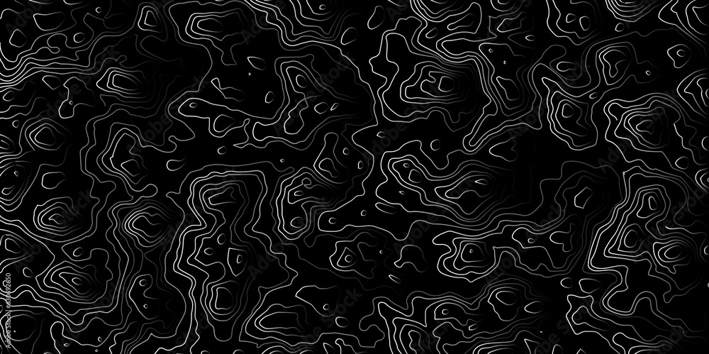 blck Topographic map lines background. Terrain contour, geographical ...