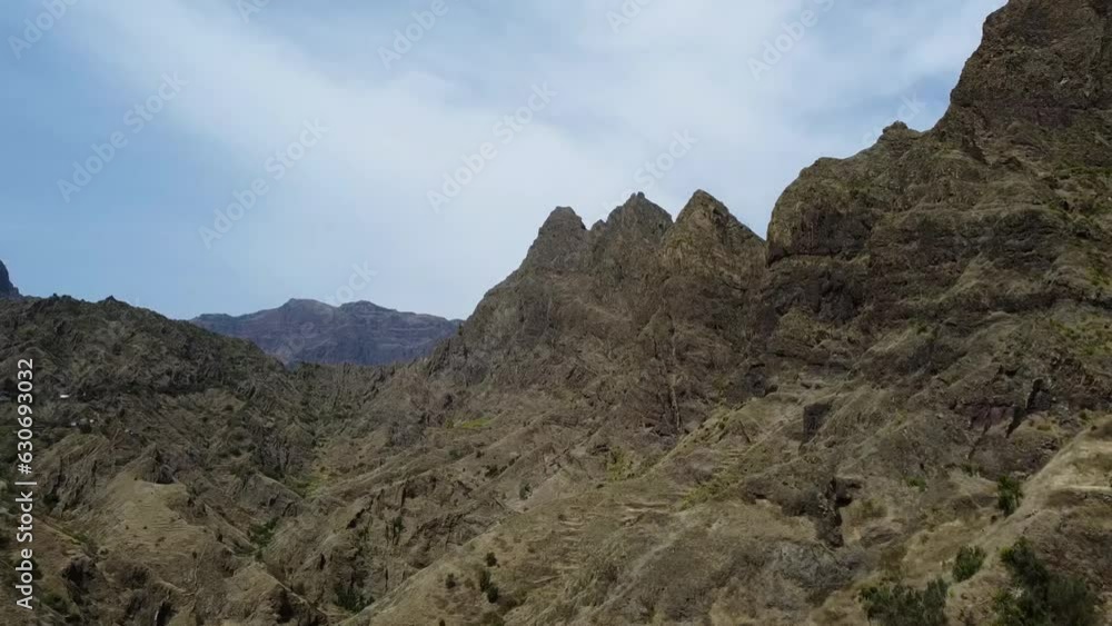 wide vista of valley on Santo Antão with stunning hiking trails wide vista of valley on Santo Antão with stunning hiking trails