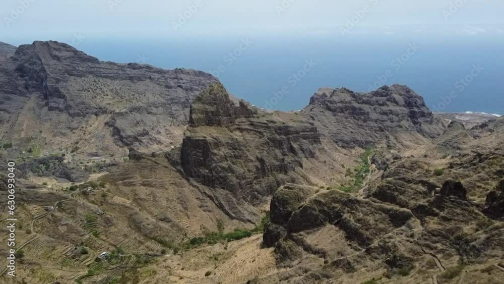 wide vista of valley on Santo Antão with stunning hiking trails wide vista of valley on Santo Antão with stunning hiking trails