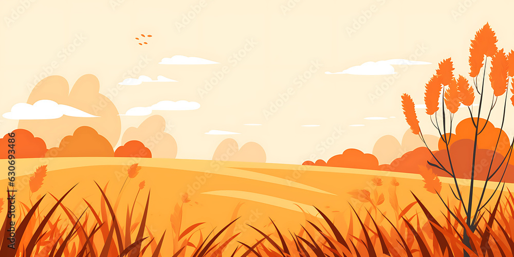 Autumn landscape scenery cartoon scene background
