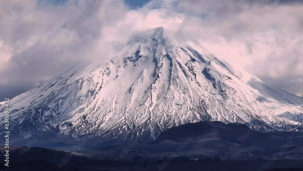 Aerial: Mount Ngauruhoe in Tongariro National Park, New Zealand Aerial: Mount Ngauruhoe in Tongariro National Park, New Zealand