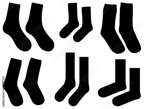 Set of socks silhouette vector art