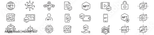 NFT wallet blockchain token crypto cryptocurrency bitcoin coins icons collection editable stroke vector