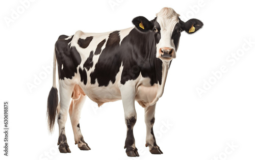 Tableau sur toile Isolated Cow on White Background, Generative Ai
