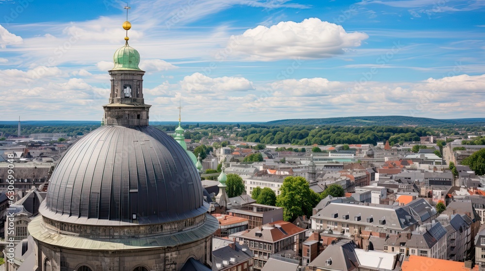 Discover the Beauty of Aachen in Summer - A German City with Stunning Cupola (16:9): Generative AI