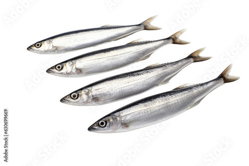 Sardines isolated on transparent background cutout , ai generative