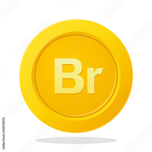 Gold coin with Belarusian ruble sign. Financial items. Currency element vector illustration.