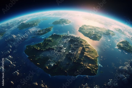 Beautiful planet earth seen from space  aerial view